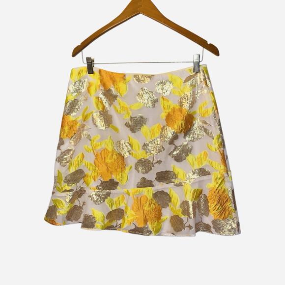 Anthropologie Maeve Faye Flounced Jacquard floral embroidered mini skirt size 10 - Picture 2 of 8